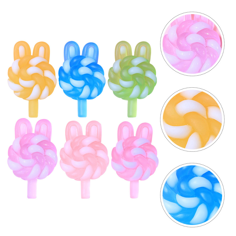 Resin Art Products - 24Pcs Cute Cartoon Lollipop Charms Rabbit