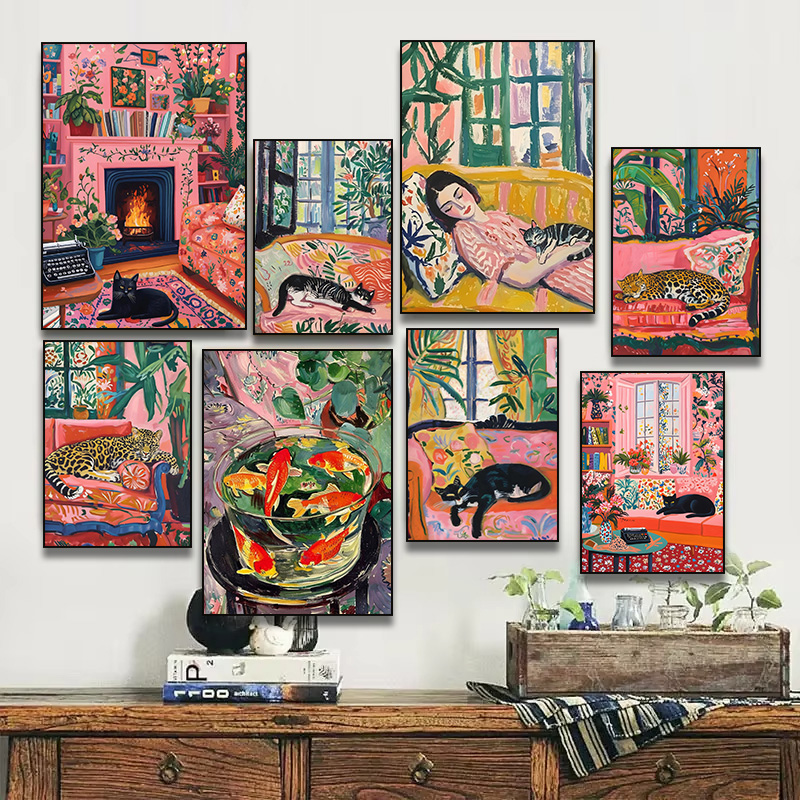 Resin Art And Deco - Woman and Cat Henri Matisse Inspired