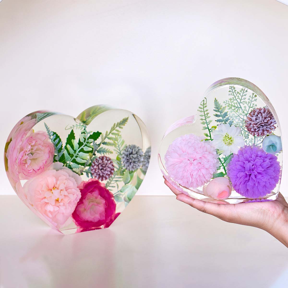 Resin Art Heart - Heart Hexagon Ornament Bookend Silicone Mold