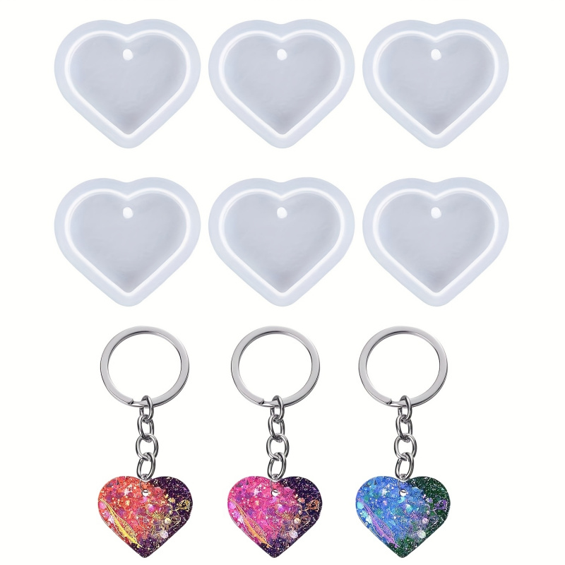 Resin Art Heart - 6Heart-shaped resin mold set, heart-shaped keychain