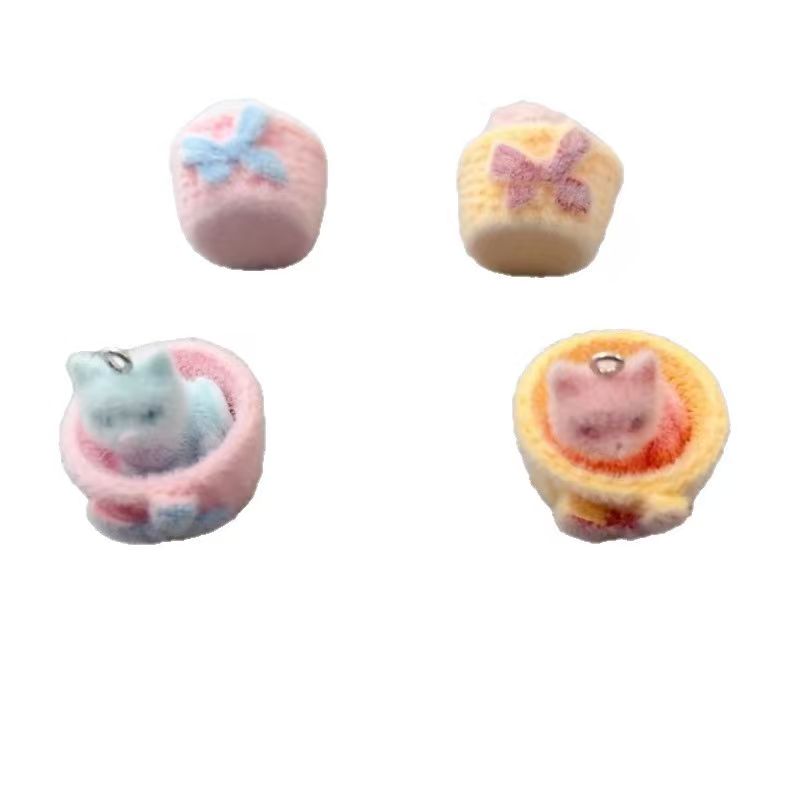 4pcs 3D plush resin cat pendan - Resin Art Accessories review and price