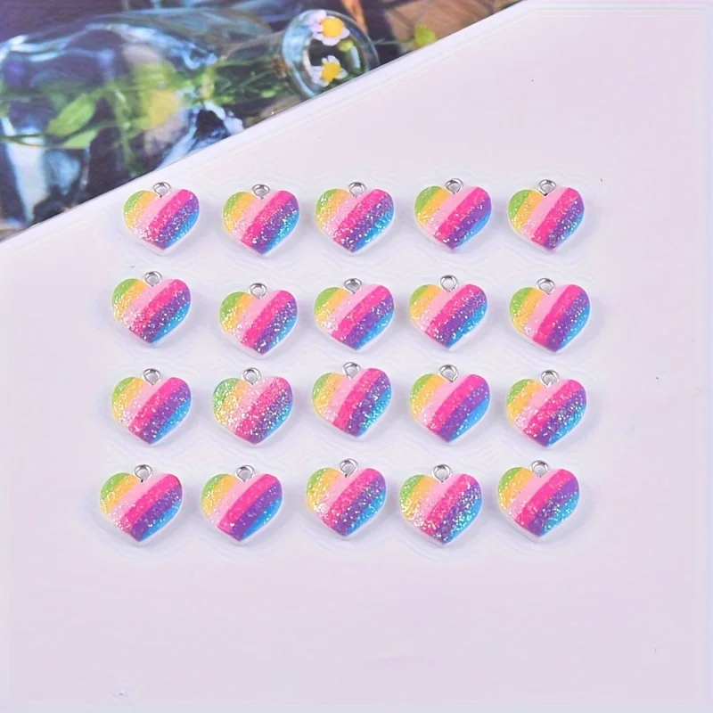 10Pcs Colorful Heart Resin Cha - Resin Art Accessories review and price