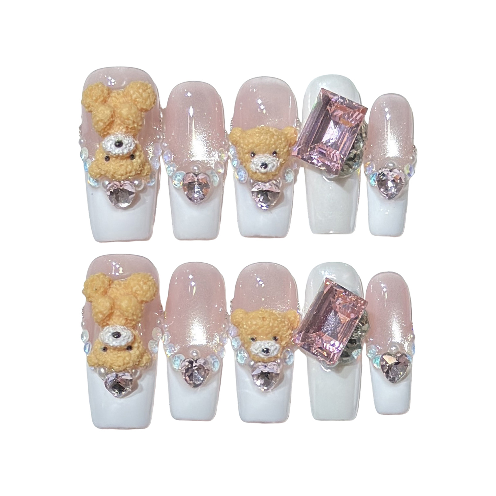 10pcs 3D Cartoon Bear Cat Eyes - Resin Art Heart review and price
