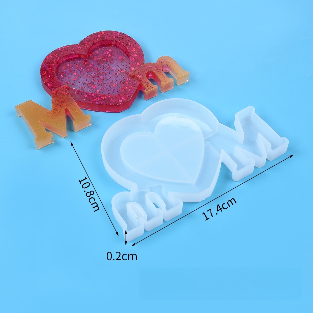 Letter Mm Epoxy Resin Silicone - Resin Art Heart review and price