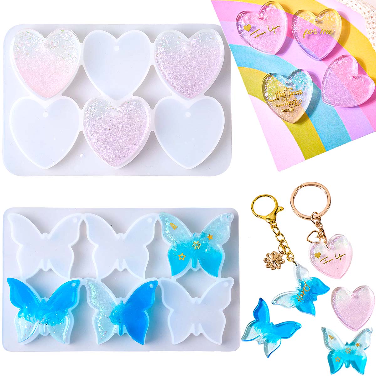 Six-hole with Holes Earring Si - Resin Art Heart review and price