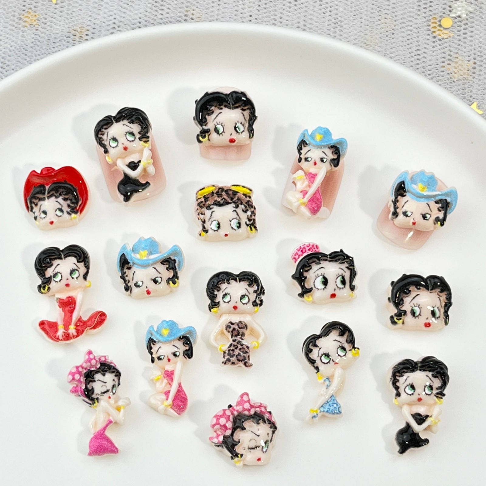 100pcs Cartoon Betty Nail Art  - Resin Art Accessories review and price