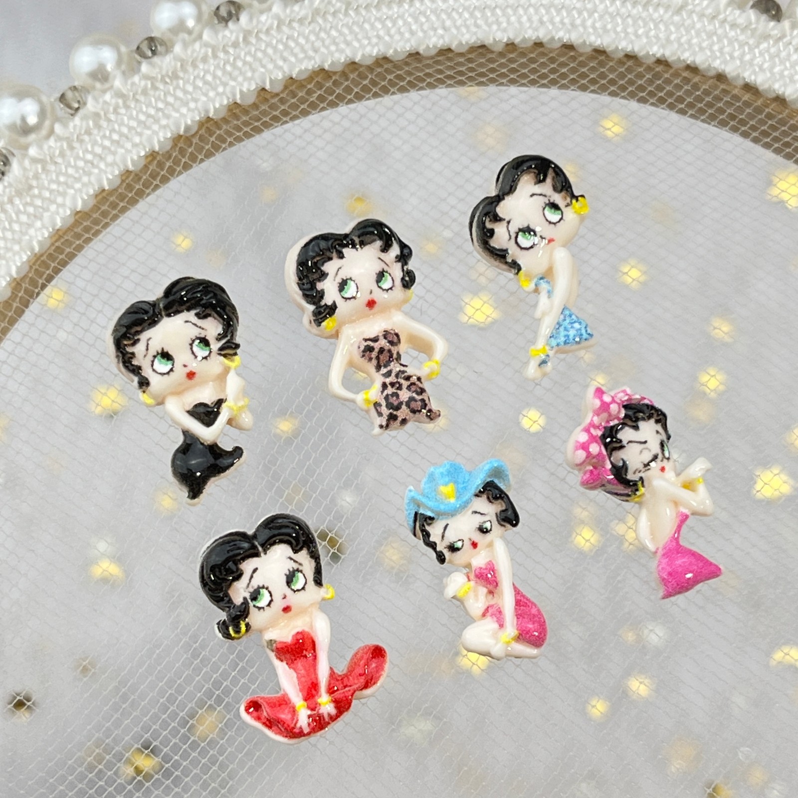 100pcs Cartoon Betty Nail Art  - Resin Art Accessories review and price