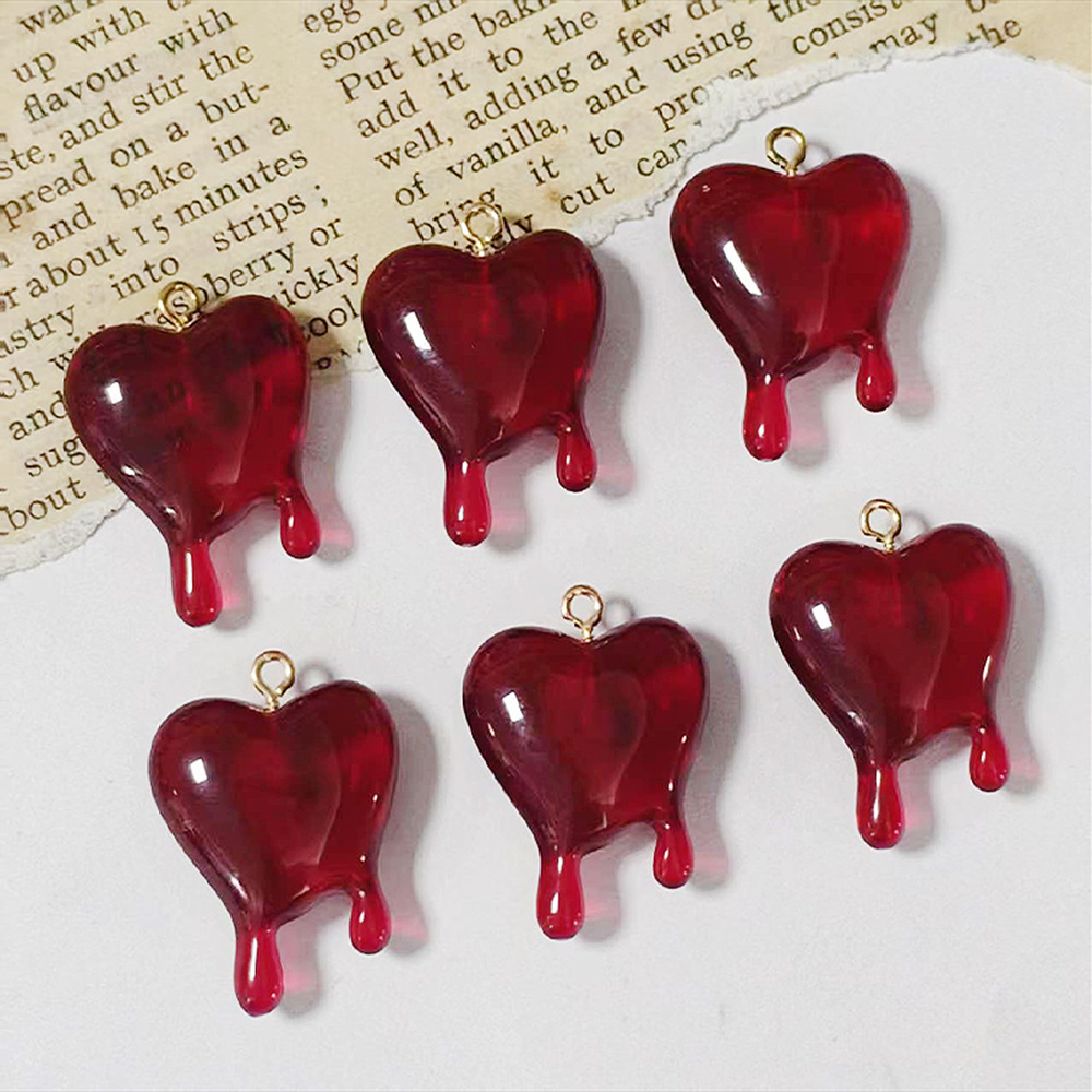 10pcs Drop Blood Heart-shaped  - Resin Art Heart review and price