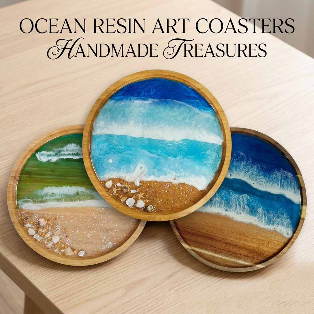 Wooden Serving Tray with Ocean - Resin Art Wooden Tray review and price