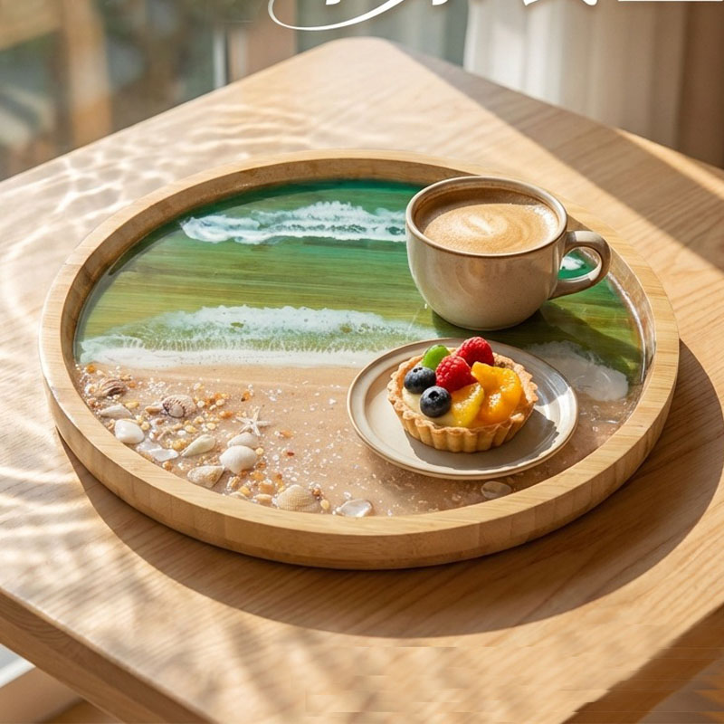 Wooden Serving Tray with Ocean - Resin Art Wooden Tray review and price