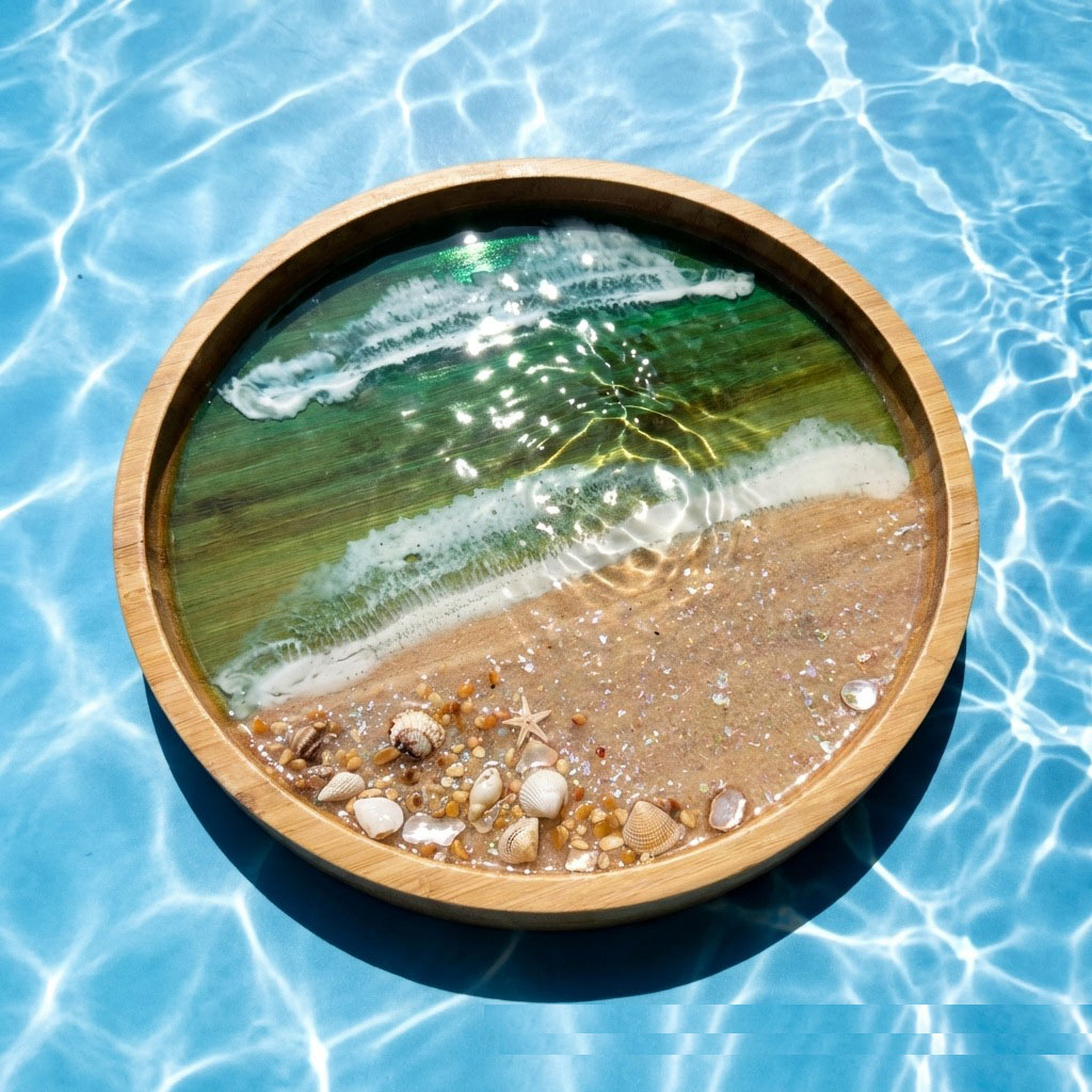 Wooden Serving Tray with Ocean - Resin Art Wooden Tray review and price