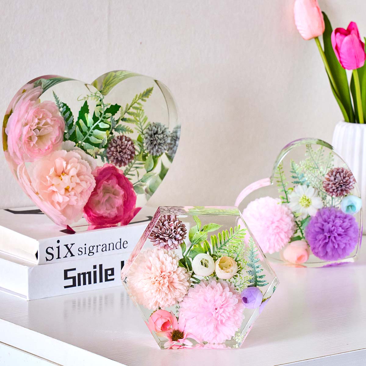 Heart Hexagon Ornament Bookend - Resin Art Heart review and price