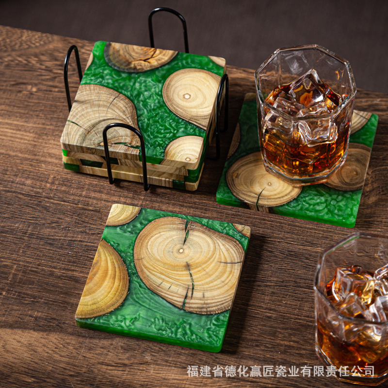 Zen Ink-Art Dry Brew Tea Tray  - Resin Art Wooden Tray review and price