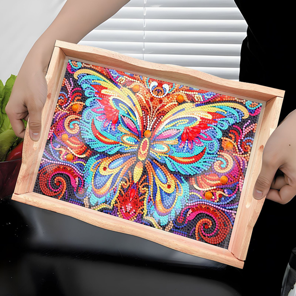 5D DIY Diamond Painted Wooden  - Resin Art Wooden Tray review and price