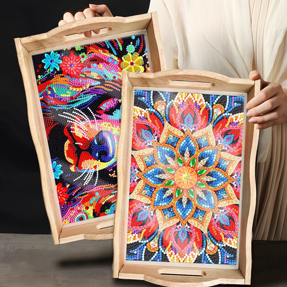 5D DIY Diamond Painted Wooden  - Resin Art Wooden Tray review and price