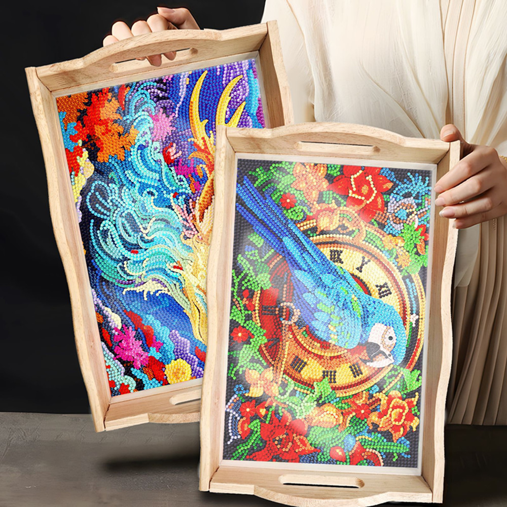 5D DIY Diamond Painted Wooden  - Resin Art Wooden Tray review and price