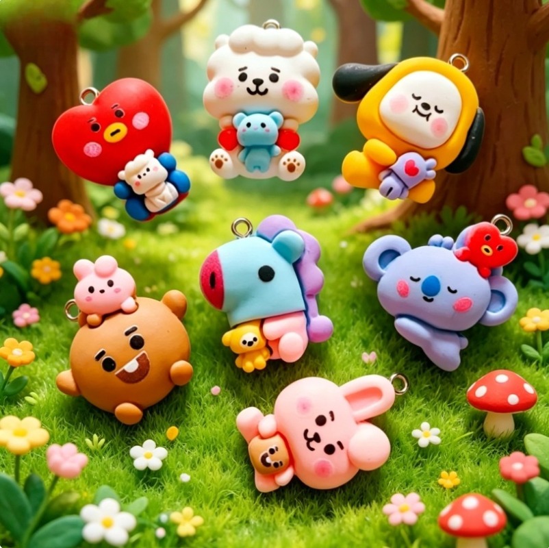 7pcs BT21 Resin Cartoon Charm  - Resin Art Accessories review and price