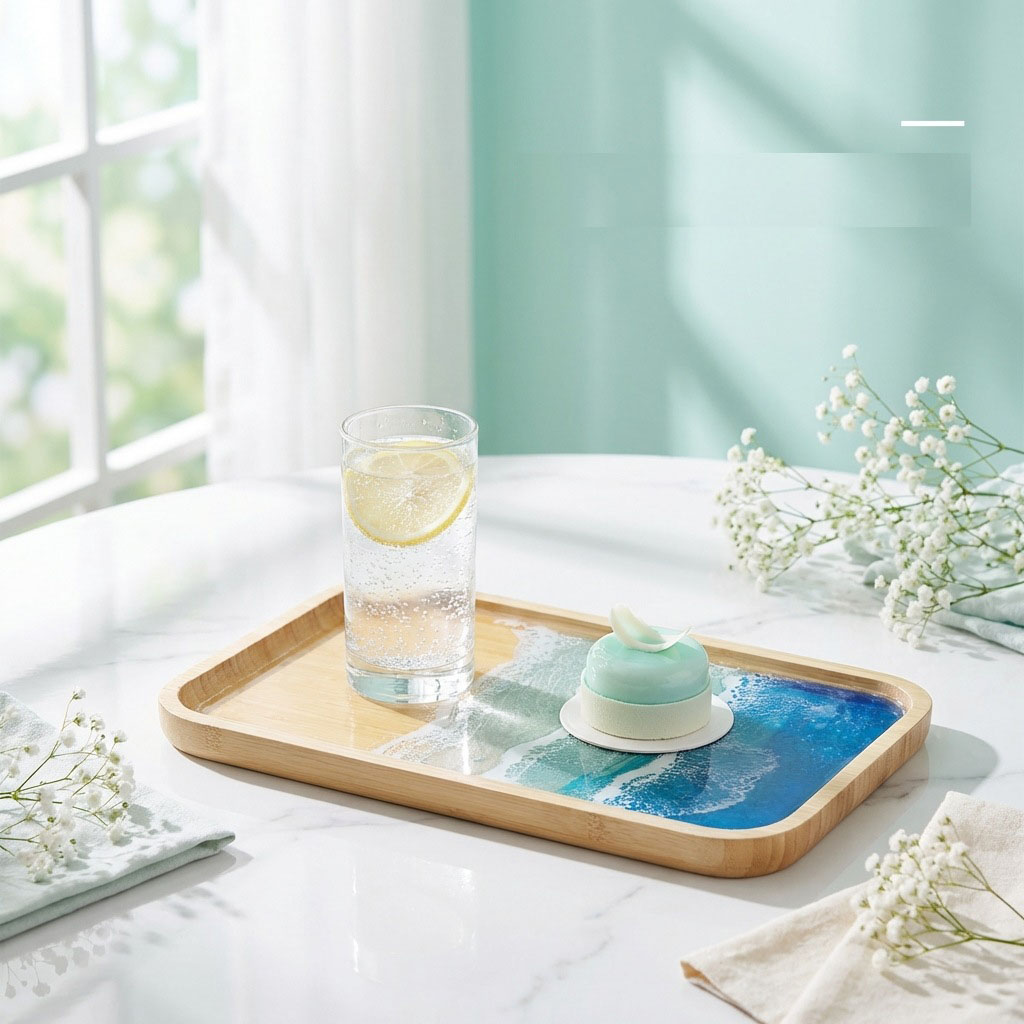 Epoxy Resin Ocean Art Decorati - Resin Art Wooden Tray review and price