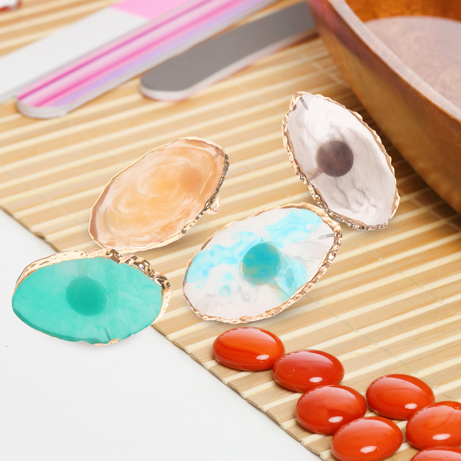 6Pcs Resin Nail Color Mixing P - Resin Art Ring Design review and price