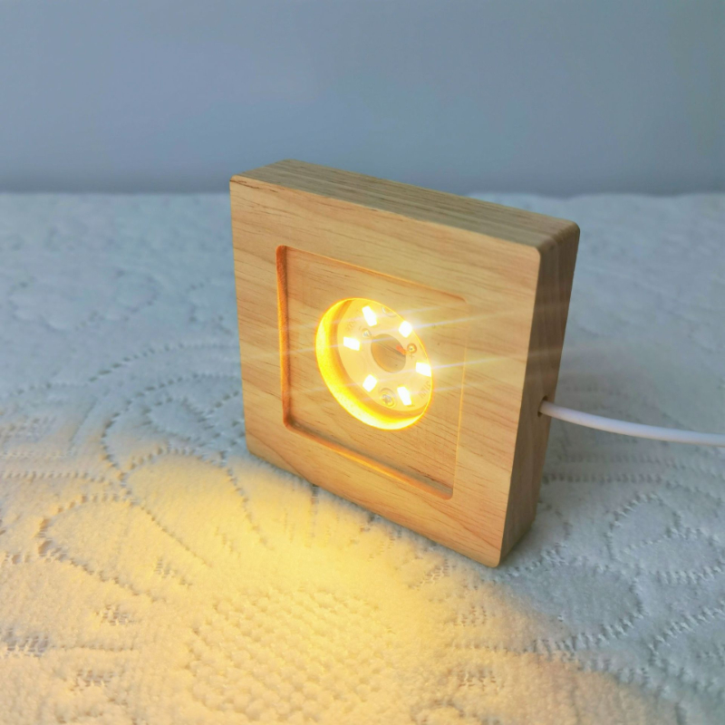 Square LED Lights Display Base - Resin Art Wooden Tray review and price