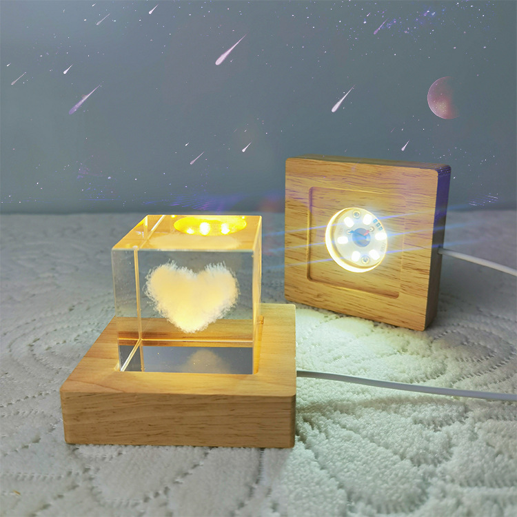 Square LED Lights Display Base - Resin Art Wooden Tray review and price