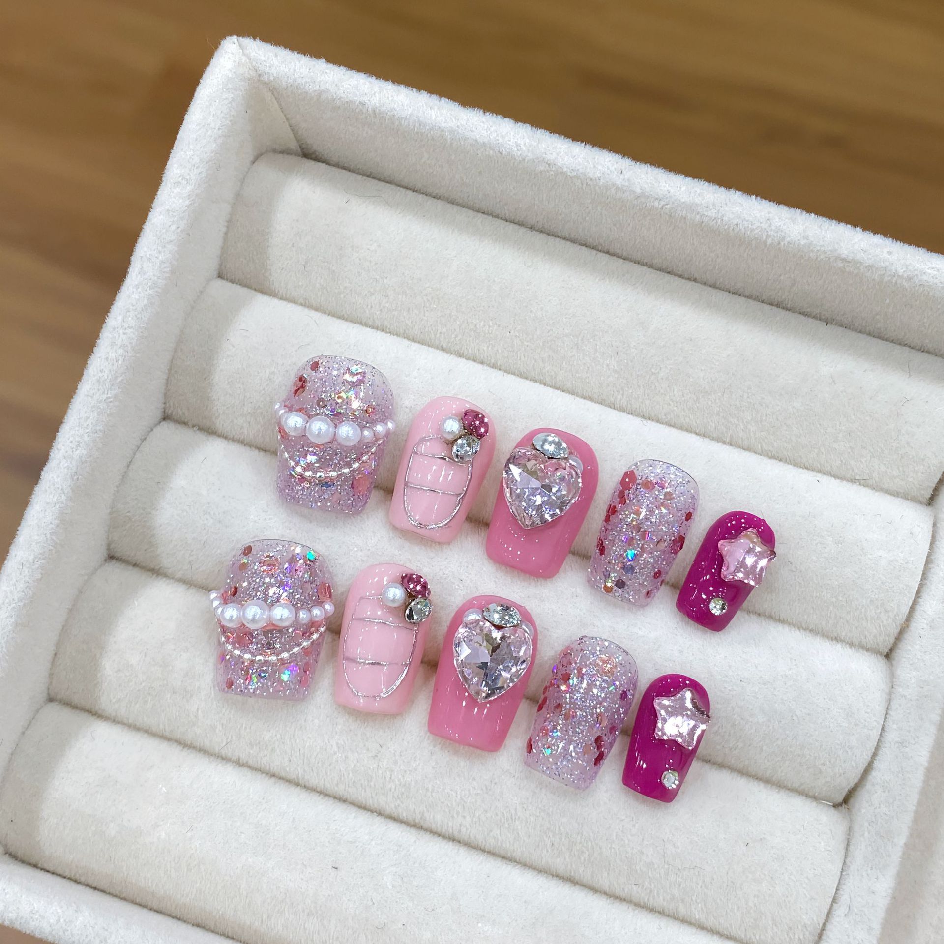 Handmade Press on Nails Shiny  - Resin Art Glitter review and price